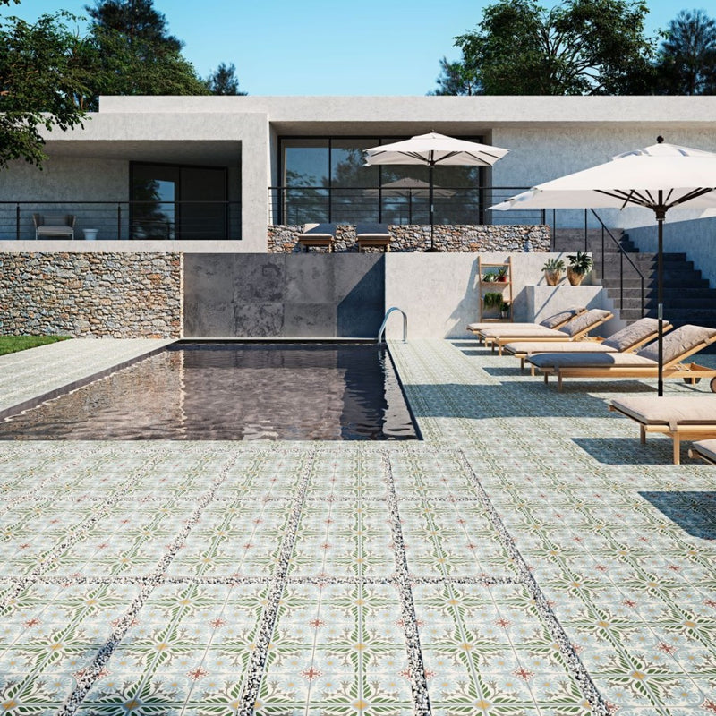 Marco Blue Patterned Textured Porcelain Outdoor Paving Tile 500x1000x20mm