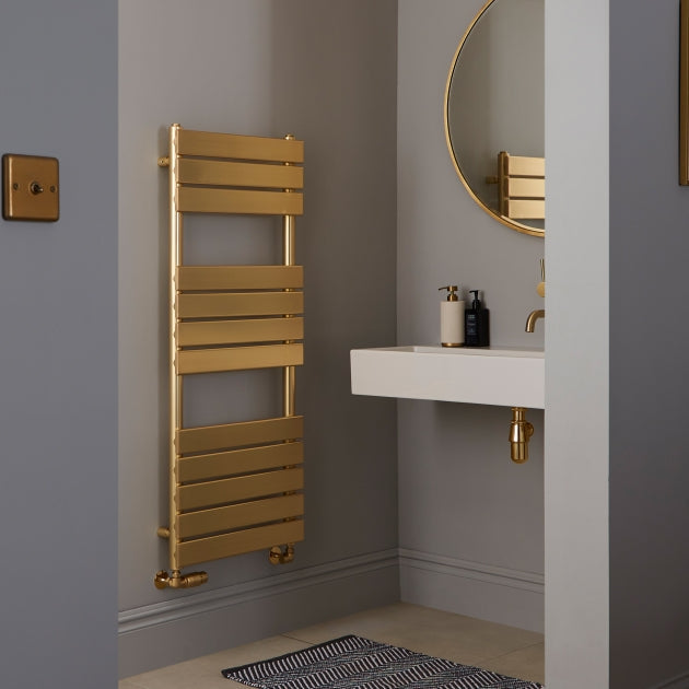Kartell K-VIT Malibu Designer Brushed Brass Towel Rail 500mmx1200mm (MAL1200-500B)