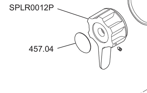 Meynell V8/3 long lever control knob assembly, part SPLR0012P, technical illustration