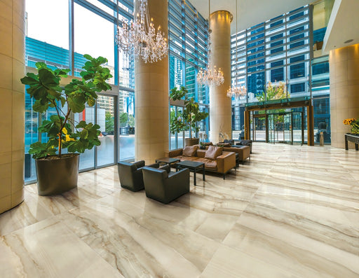 Miramar Beige Onyx Effect Polished Porcelain Wall & Floor Tile 600x1200mm