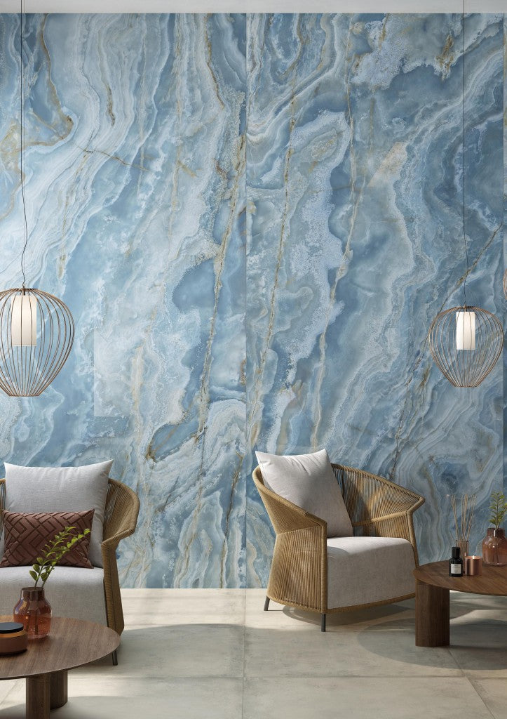 Miramar blue onyx effect tile 600x1200mm - view 2
