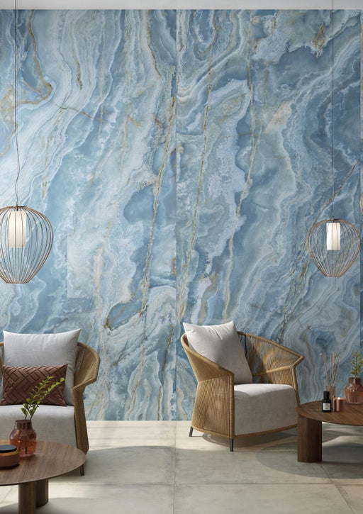Miramar blue onyx effect tile 600x1200mm - view 2