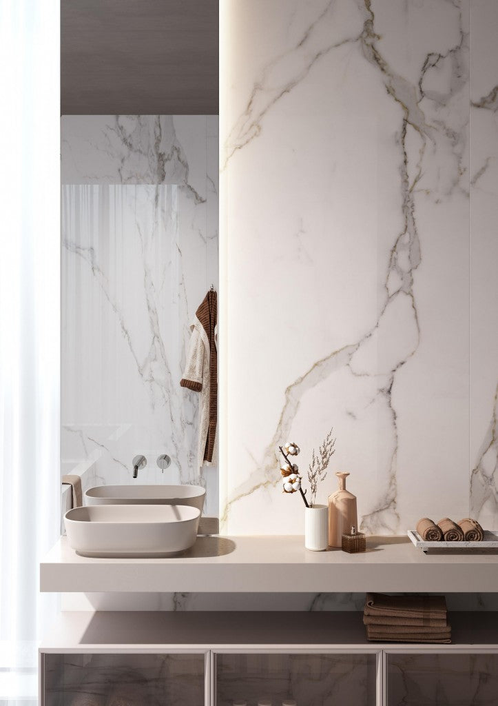 Miramar calacatta gold marble effect tile 600x1200mm - view 2