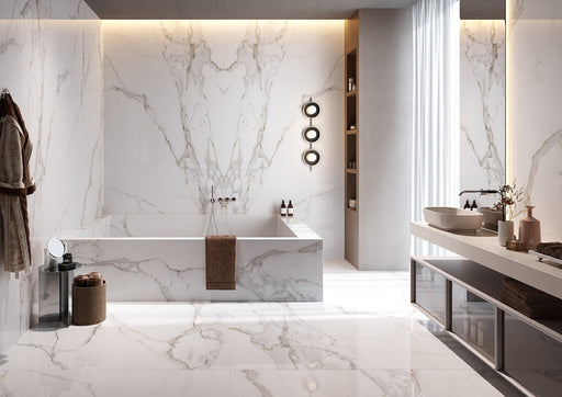 Miramar Calacatta Gold Marble Effect Polished Porcelain Wall & Floor Tile 600x1200mm
