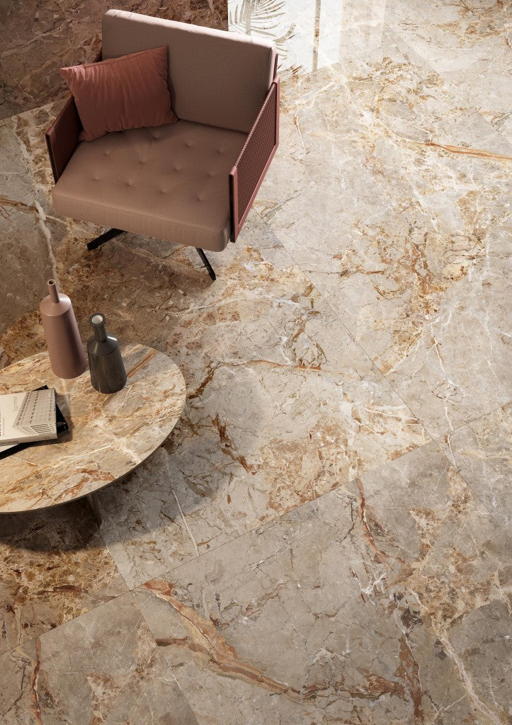 Miramar silver breccia marble effect tile 600x1200mm - view 2
