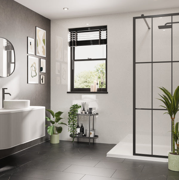 White Snow gloss Multipanel Classic wall panels in a shower room