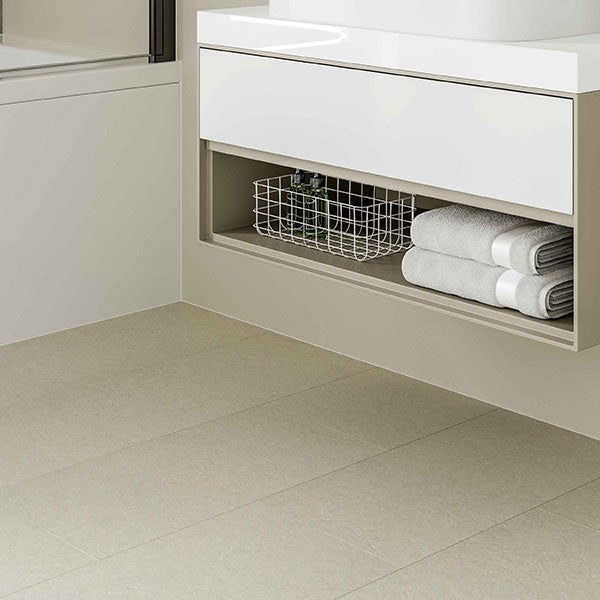 Multipanel Click Rimini stone effect vinyl tile flooring in a bathroom