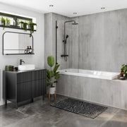 Multipanel Linda Barker Concrete Formwood waterproof wall panels installed in a bathroom