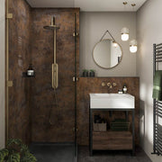 Corten Elements Linda Barker Multipanel shower wall panels in a bathroom setting