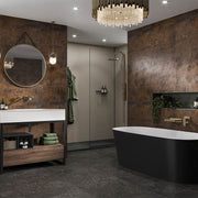 Multipanel Linda Barker Corten Elements waterproof wall panels installed in a bathroom