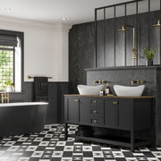 Multipanel Linda Barker Graphite Elements waterproof wall panels installed in a bathroom