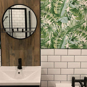 Multipanel Linda Barker Salvaged Planked Elm waterproof wall panels installed in a bathroom