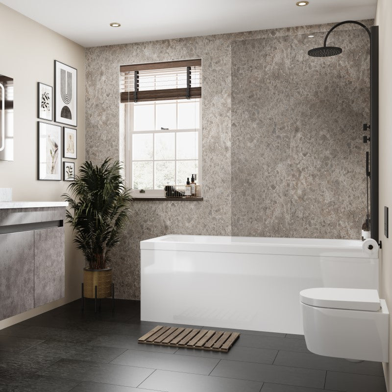 Multipanel Linda Barker Siena Marble waterproof wall panels installed in a bathroom