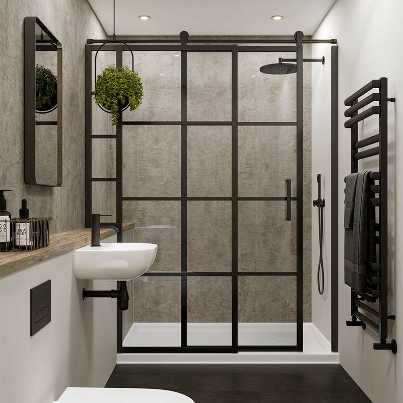 Stone Elements Linda Barker Multipanel shower wall panels in a bathroom setting