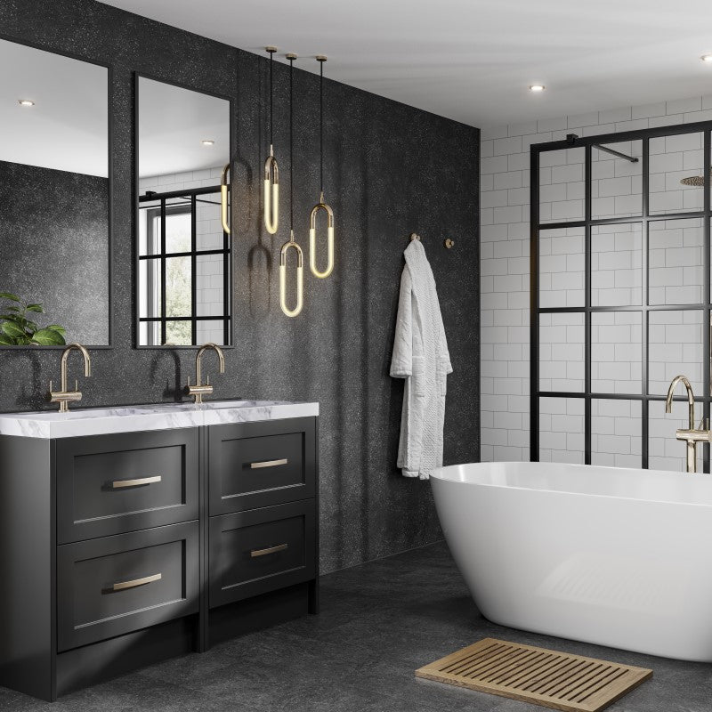 Multipanel Pure Collection Black Mineral matt waterproof wall panels in a bathroom