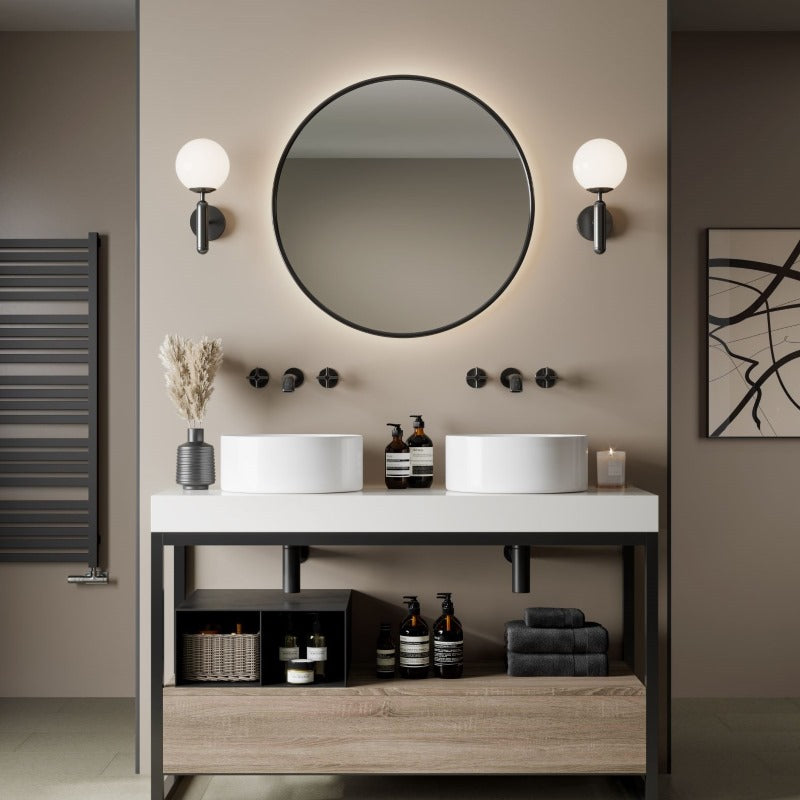 Multipanel Pure Collection Taupe Grey matt waterproof wall panels in a bathroom