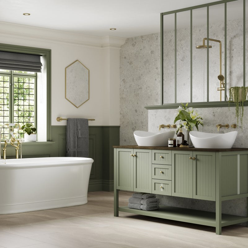 Multipanel Pure Collection White Terrazzo matt waterproof wall panels in a bathroom