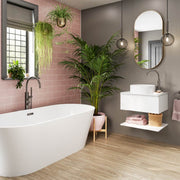 Multipanel Tile Collection Antique Rose metro tile effect wall panels in a bathroom