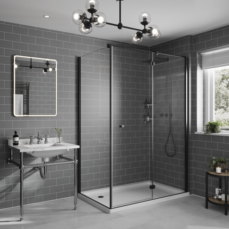 Dust Grey metro tile effect Multipanel wall panels in a bathroom