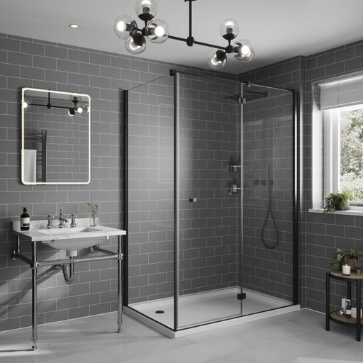 Dust Grey metro tile effect Multipanel wall panels in a bathroom