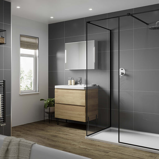 Multipanel Tile Collection Dust Grey large tile effect wall panels in a bathroom