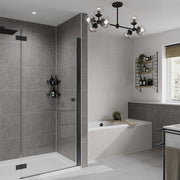Grey Mineral and White Mineral tile effect Multipanel wall panels paired in a bathroom