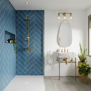 Misty Blue herringbone tile effect Multipanel wall panels in a bathroom