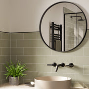 Multipanel Tile Collection Sage Green metro tile effect wall panels in a bathroom