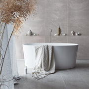 Wall&Water Natural Slate Brushed 600x600mm tile-effect wet wall panel in a modern shower