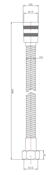 Nuie 1.5m Shower Flex line drawing