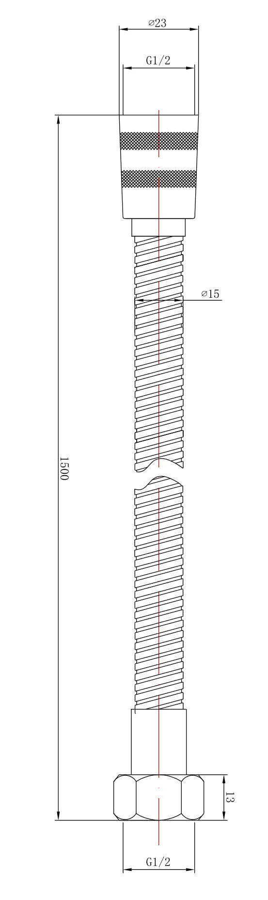 Nuie 1.5m Shower Flex line drawing