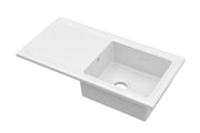 Nuie 1010mm x 525mm Fireclay White Single Bowl Rectangular Countertop Drainer Sink (CT11TF1010)