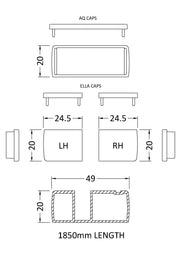 Nuie 1850mm Profile Extension Kit line drawing