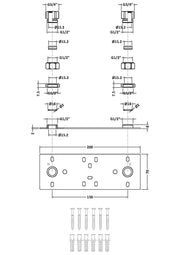 Nuie 200mm Fast-Fit Bracket for Bar Thermostats Chrome (A316) line drawing