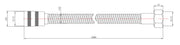 Nuie 2m Double Lock Shower Flex Chrome (A322) line drawing
