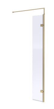 Nuie 300mm Return Screen 1850mm - Brushed Brass With Support Bar