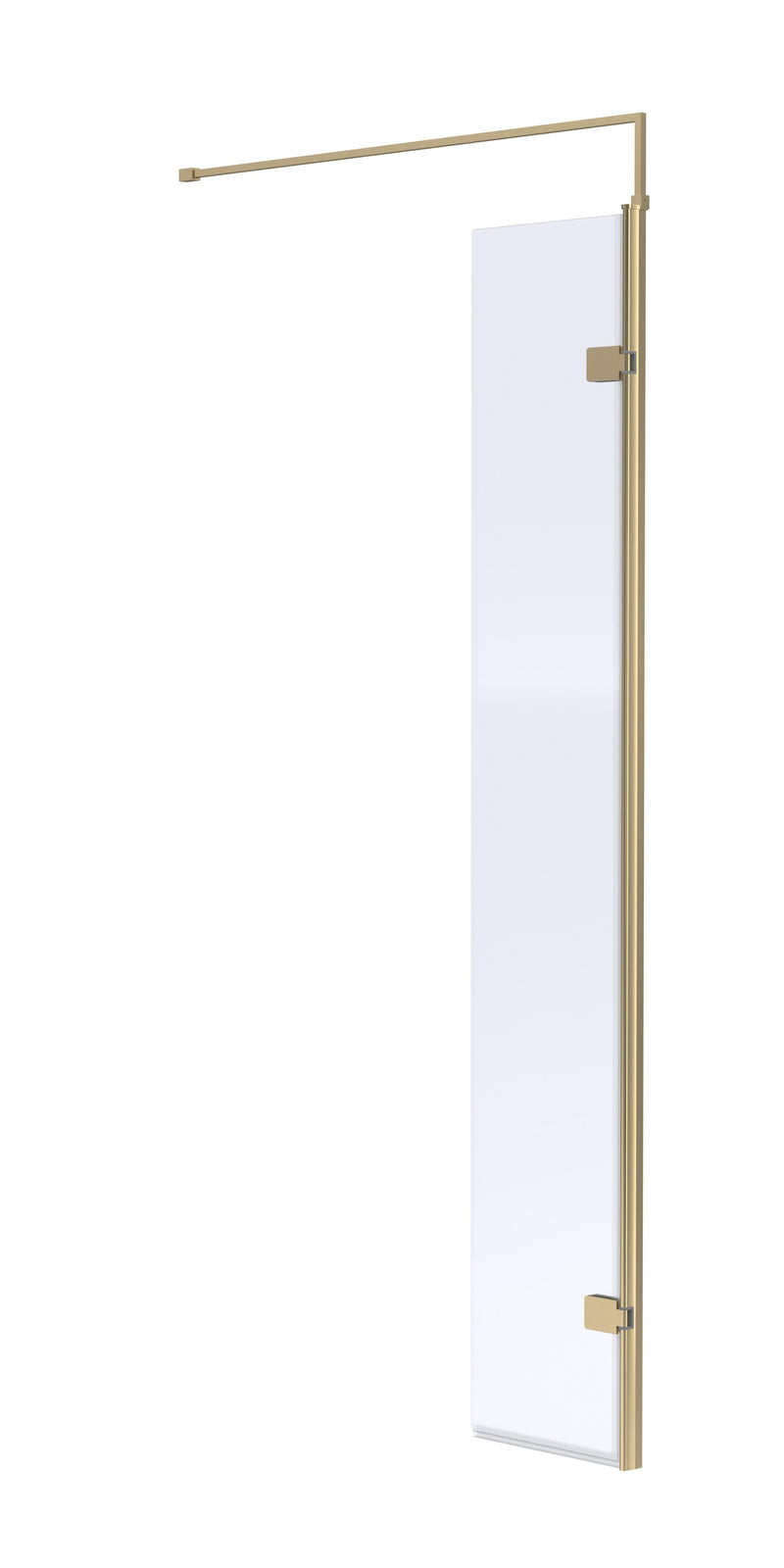 Nuie 300mm Return Screen 1850mm - Brushed Brass With Support Bar