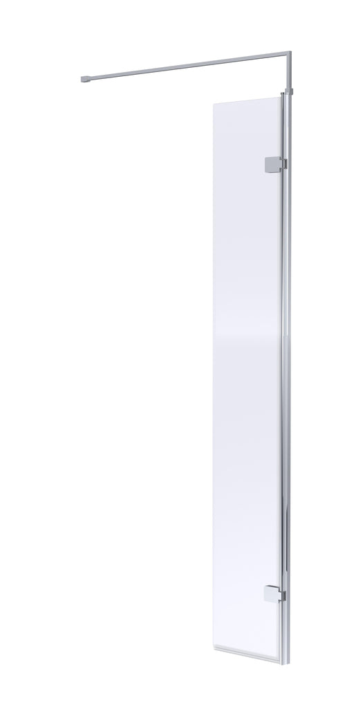 Nuie 300mm Return Screen 1850mm - Chrome With Support Bar