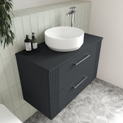 Nuie 350mm round counter top basin on a vanity unit