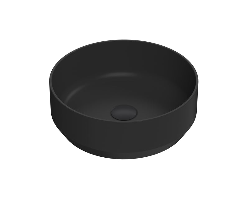 Nuie 350mm round counter top basin in matt black