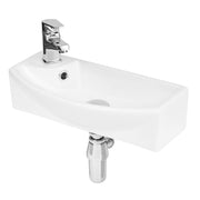 Nuie 450mm Compact Right Hand Wall Hung Basin 1 Tap Hole White (NBV161)