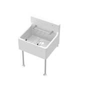 Nuie 455 x 362 x 396mm Fireclay Single Bowl Traditional Cleaner Sink with Grid, Legs, Wall Bracket & Backsplash White (CS10318LB)