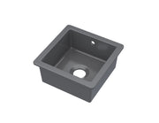 Nuie 457mm x 457mm Fireclay Soft Black Single Bowl Square Inset Sink With Central Waste And Overflow (PS40218)