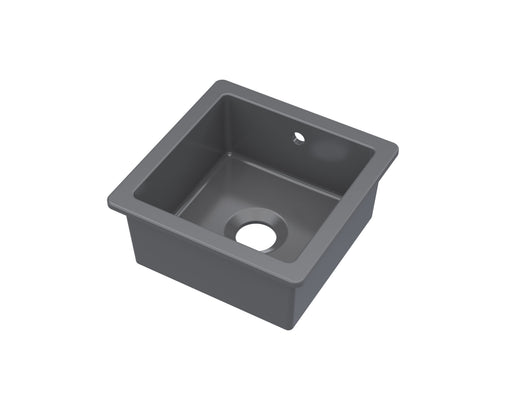 Nuie 457mm x 457mm Fireclay Soft Black Single Bowl Square Inset Sink With Central Waste And Overflow (PS40218)