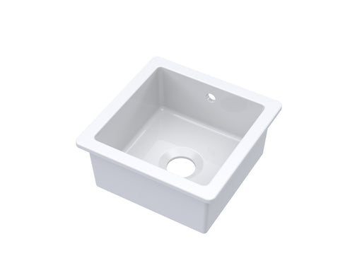 Nuie 457mm x 457mm Fireclay White Single Bowl Square Inset Sink With Central Waste And Overflow (PS10218)