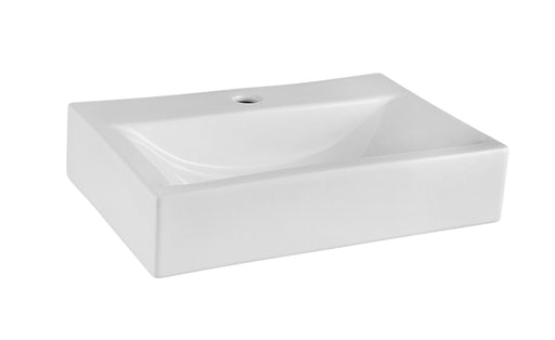 Nuie 460mm rectangular 1 tap hole counter top basin in white