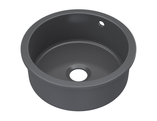 Nuie 460mm x 191mm Fireclay Soft Black Single Bowl Round Inset Sink With Central Waste And Overflow (PS48018)