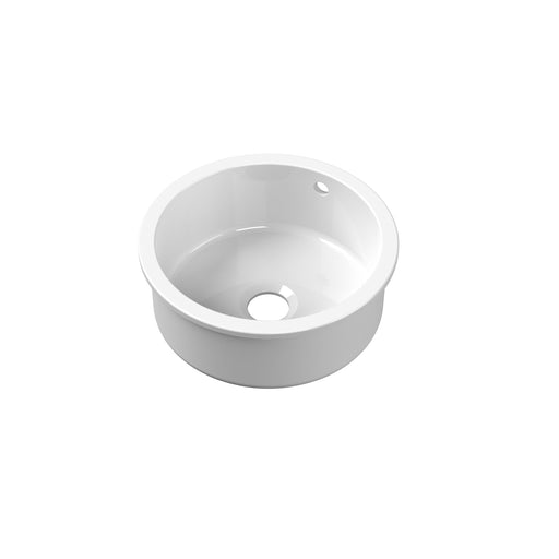 Nuie 460mm x 191mm Fireclay White Single Bowl Round Inset Sink With Central Waste And Overflow (PS18018)