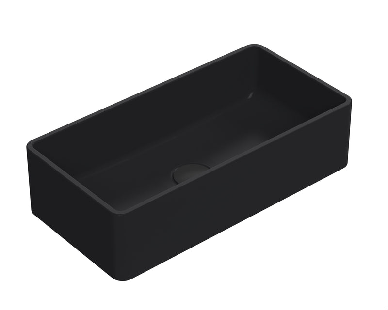 Nuie 465mm rectangular counter top basin in matt black