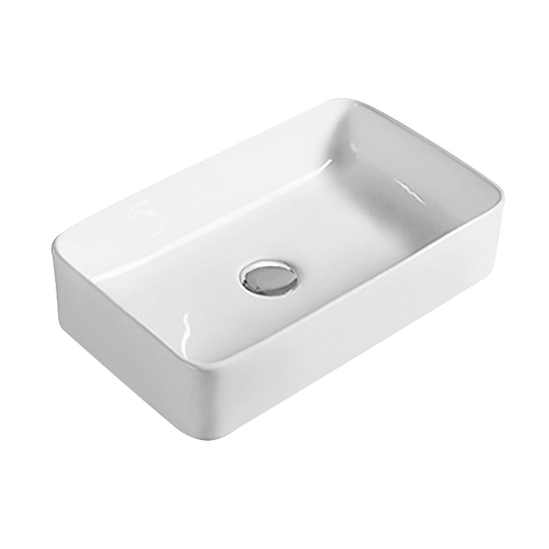 Nuie 465mm rectangular counter top basin in gloss white